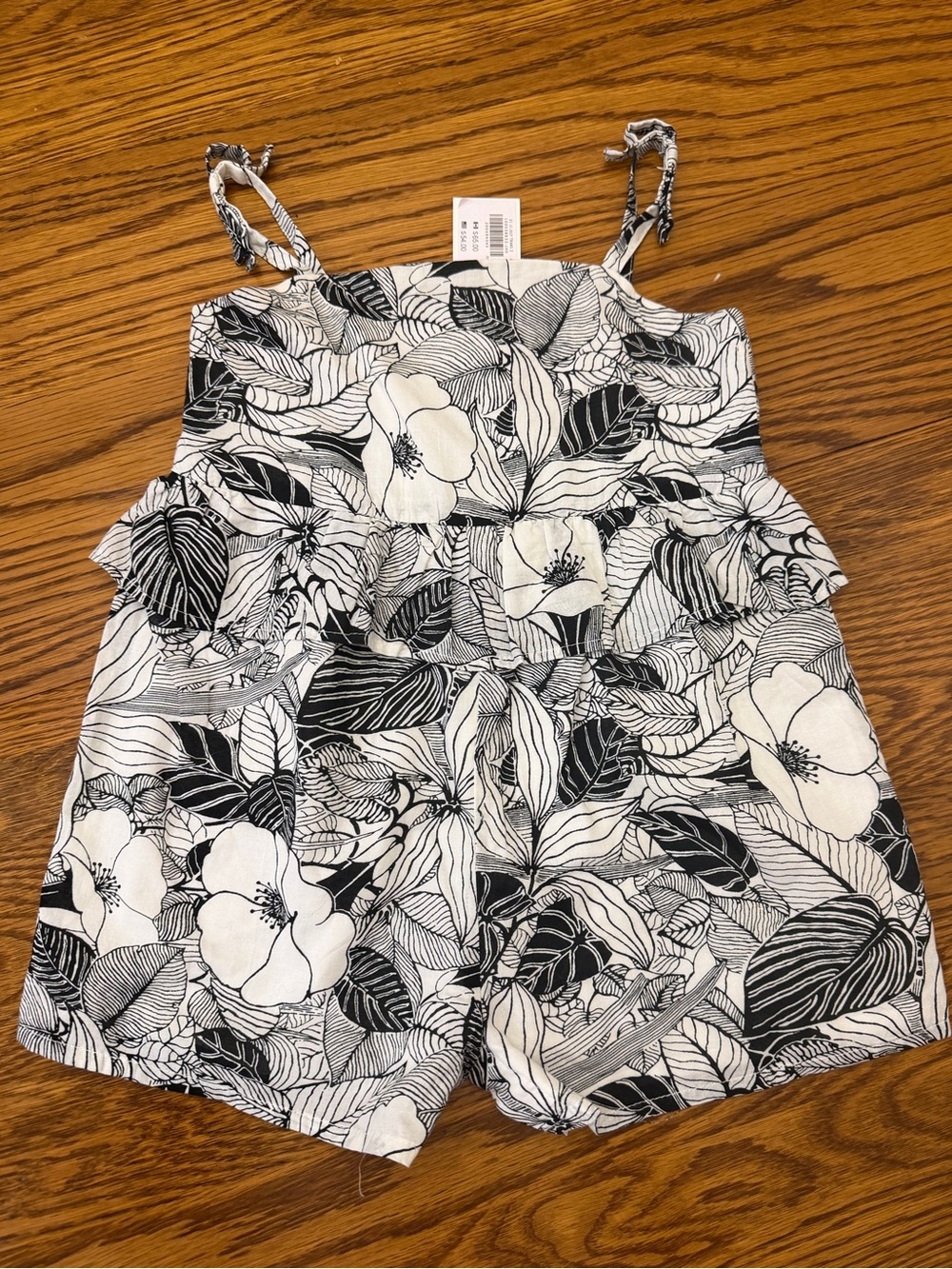 Janie and Jack Black & White Floral Romper